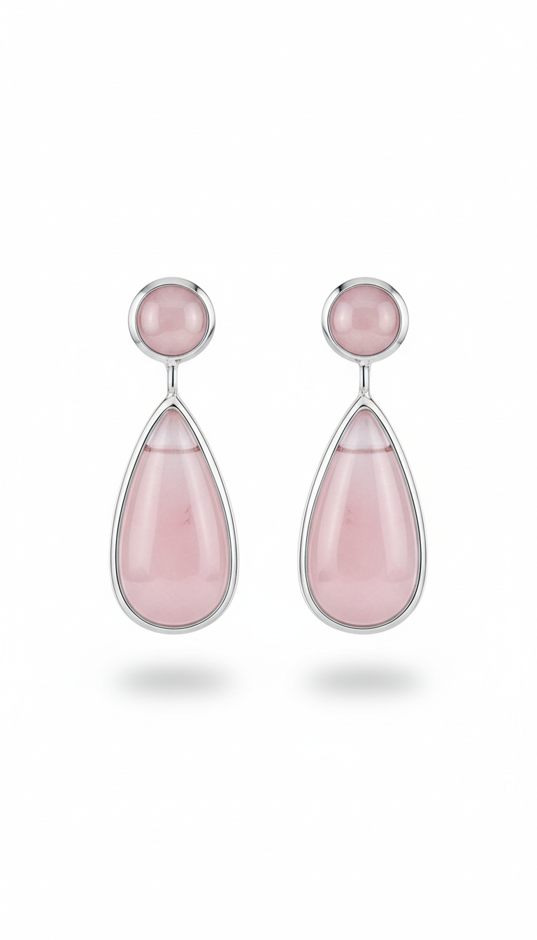 Luna quartz pink drop earrings