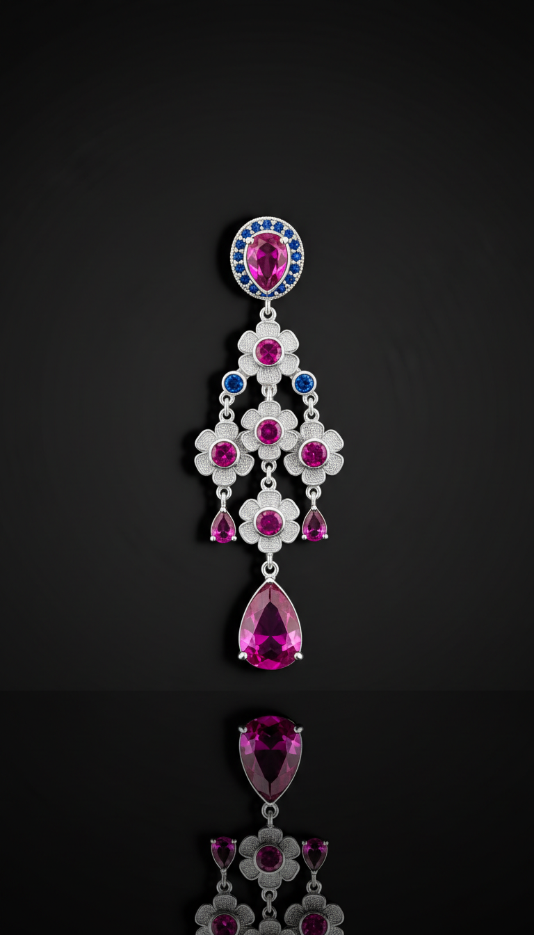 Vivid Fuchsia Cascade Chandelier Earring