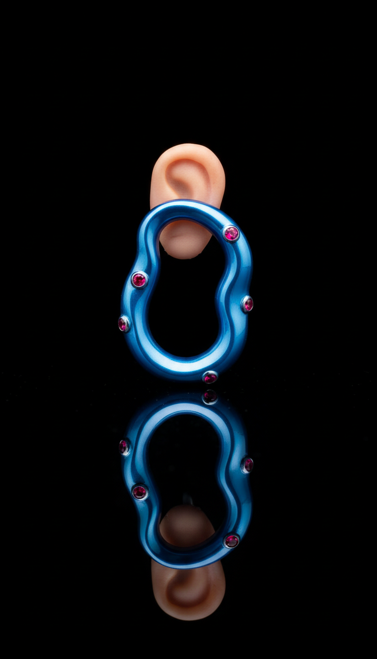Electric Blue Sculptural Hoop Earring