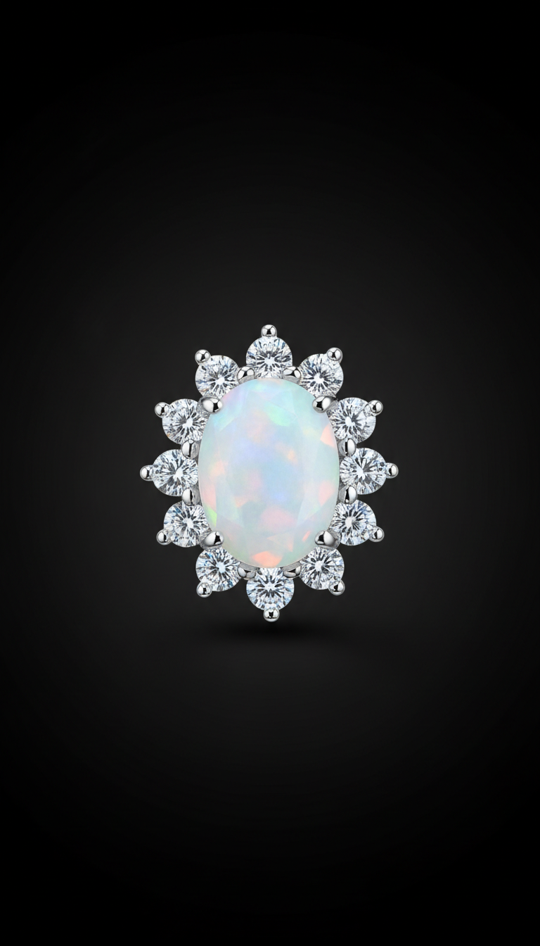CZ Diamond Opaline Stud Earring